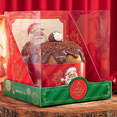 10 Caixa para Panetone 400/500g com Tampa de Acetato Noel 3526 (JANGO NATAL 2023)