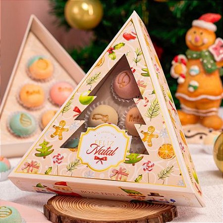 10 Caixa Pinheirinho p/ 6 doces com visor + berço Pinheirinho 3511 (JANGO NATAL 2023)