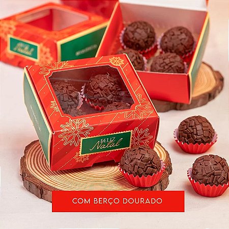 10 Caixa para 4 Doces com Berço Dourado Noel 3678 (JANGO NATAL 2023) 3520+3286