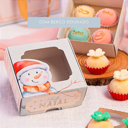 10 Caixa para 4 Doces com Berço Dourado Esperança 3676 (JANGO NATAL 2023) 3428+3286