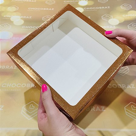 10 Caixa ROSE Textura com Visor S22 20x20x6 cm  ASSK