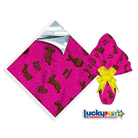 25 Sacos Express P/OVO DE PÁSCOA  BUNNY PINK Ovo Páscoa 150g a 250g - 30X30 cm  Luckyfest