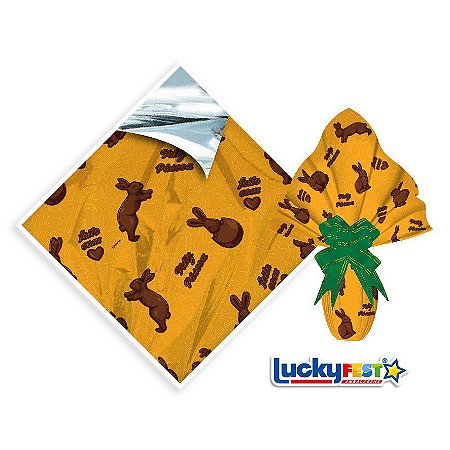25 Sacos Express P/OVO DE PÁSCOA  BUNNY LARANJA Ovo Páscoa 150g a 250g - 30X30 cm  Luckyfest