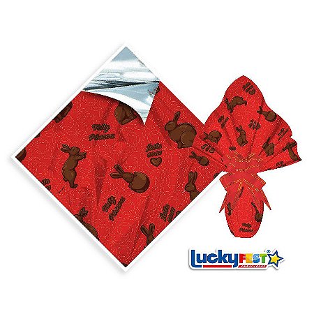 25 Sacos Express P/OVO DE PÁSCOA  BUNNY VERMELHO Ovo Páscoa 150g a 250g - 30X30 cm  Luckyfest