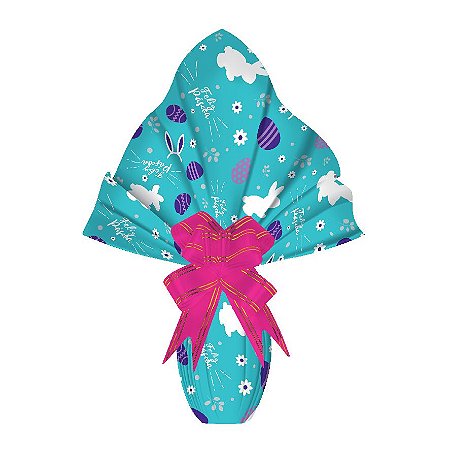 25 Sacos Express  PÁSCOA  GARDEN TURQUESA  Ovo Páscoa 250g a 350g - 35X35 cm  Luckyfest