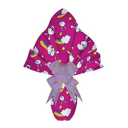 25 Sacos Express  PÁSCOA  COELHO PINK  ARCO IRIS Ovo Páscoa 250g a 350g - 35X35 cm  Luckyfest