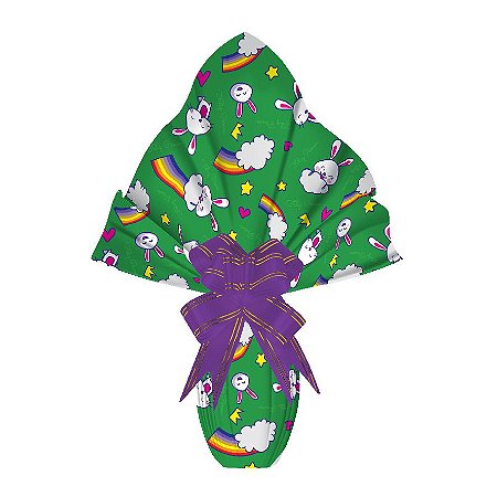 25 Sacos Express  PÁSCOA  COELHO VERDE  ARCO IRIS Ovo Páscoa 150g a 250g - 30X30 cm  Luckyfest
