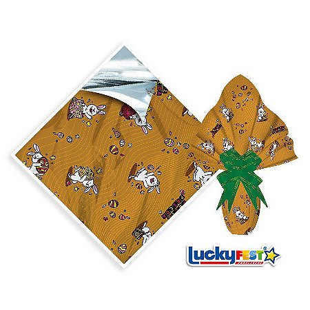 25 Sacos Express VIVA PÁSCOA  LARANJA  PARA Ovo Páscoa 250g a 350g - 35X35 cm  Luckyfest