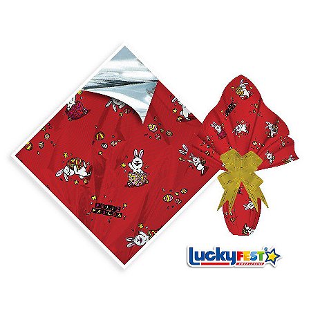 25 Sacos Express VIVA PÁSCOA  VERMELHO PARA Ovo Páscoa 150g a 250g - 30X30 cm  Luckyfest