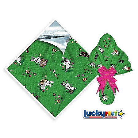 25 Sacos Express VIVA PÁSCOA  VERDE PARA Ovo Páscoa 150g a 250g - 30X30 cm  Luckyfest