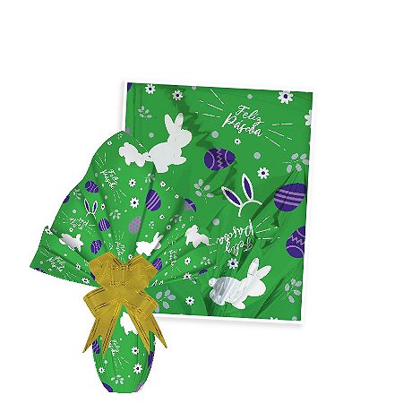25 Sacos Express  PÁSCOA GARDEN VERDE Ovo Páscoa 100g a 150g - 24X24 cm  Luckyfest