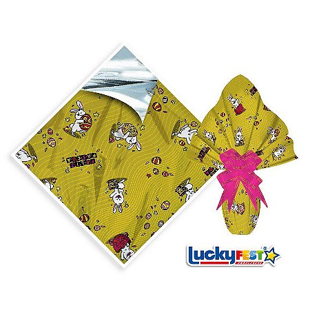 25 Sacos Express VIVA PÁSCOA OURO PARA Ovo Páscoa 100g a 150g - 24X24 cm  Luckyfest