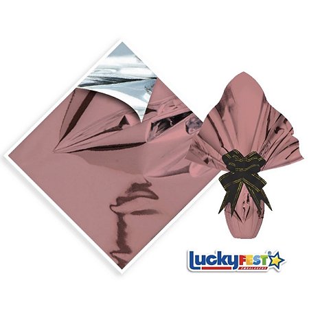 25 Sacos Express ROSE GOLD  Para Embalar Ovo Páscoa 100g a 150g - 24X24 cm  Luckyfest