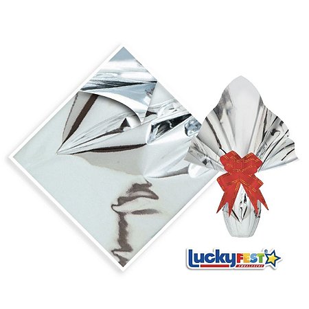 25 Sacos Express PRATA Para Embalar Ovo Páscoa 100g a 150g - 24X24 cm  Luckyfest