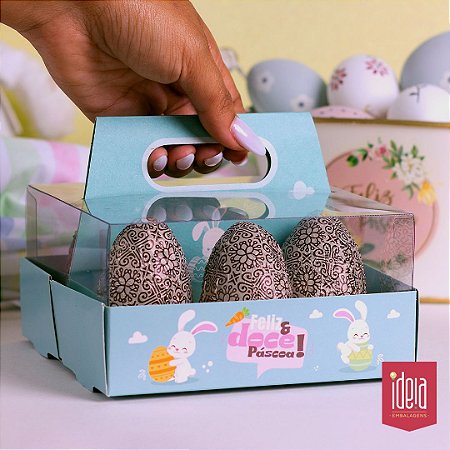 05 Cesta Porta Ovos com Alça (6X50G) Páscoa Colorida ID4755 (Páscoa Ideia 2024)