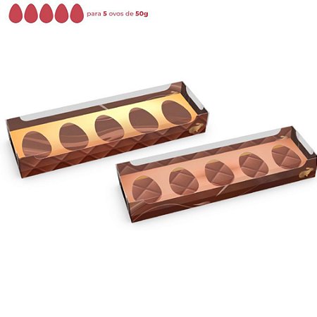 05 Caixa Ovo de Páscoa Degustação 5 Ovos 50g Elegance 4760 (Páscoa Ideia 2024)