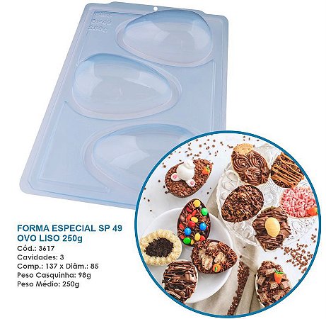 Forma Bwb Sp 49 Ovo De Páscoa Liso 250 G Silicone 3 Partes Profissional Cod-3617  (Sp Especial)