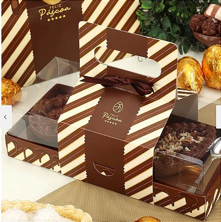 10 Caixas P/ Trio De Ovos de Páscoa 3 x 100/150g Com Alça  Chocolate 3775 ( PASCOA JANGO 2024 )