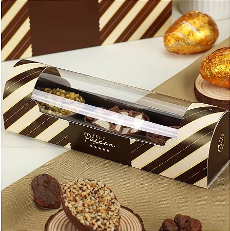 10 Caixa para 3 Mini Ovos com Visor Chocolate 3944 ( PASCOA JANGO 2024 )