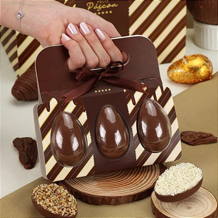 10 Cinta com Blister de 3 Mini Ovos Páscoa Chocolate 3992  ( PASCOA JANGO 2024 )