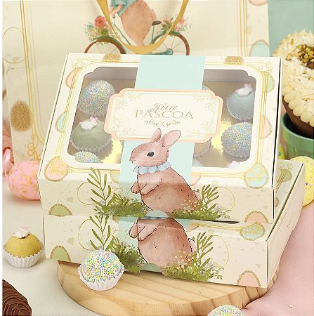 10 Caixas P/ 20 Doces de Páscoa Com Visor ACONCHEGO 3730 ( PASCOA JANGO 2024 )