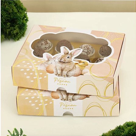 10 Caixas P/ 20 Doces de Páscoa Com Visor BELISSIMA 3733 ( PASCOA JANGO 2024 )