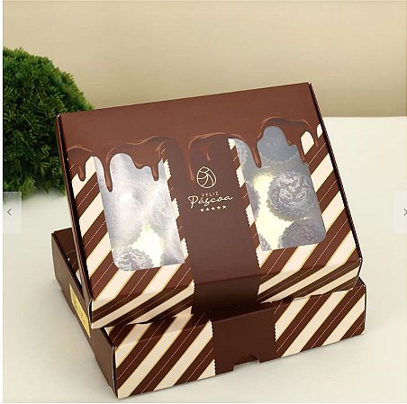 10 Caixas P/ 20 Doces de Páscoa Com Visor CHOCOLATE 3732  ( PASCOA JANGO 2024 )