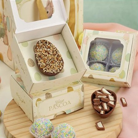 10 Caixas 1 ovo de Páscoa 50g Com Visor ACONCHEGO 3720 ( PASCOA JANGO 2024 )