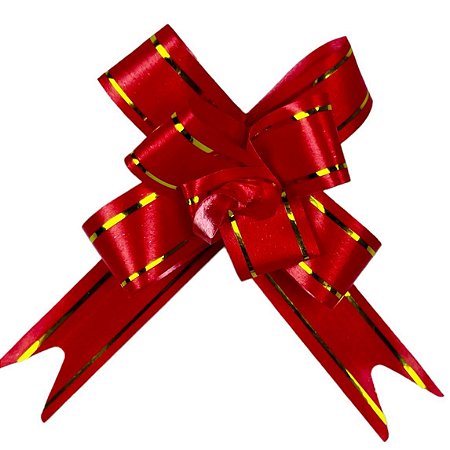 100 LAÇOS FACIL P/ PRESENTE VERMELHO 33 CM 18MM  (Ex)