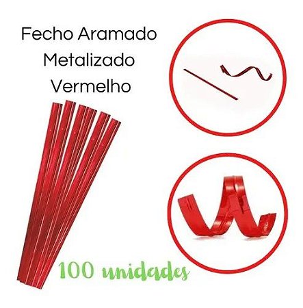 FECHO FACIL VERMELHO 4MMX11CM PACOTE COM 100 UNIDADES (PC EMBALAGENS)