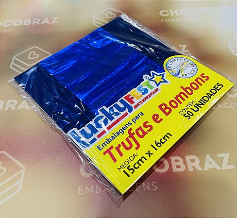 50 Embalagem Para Trufa Azul Escuro 15X16 Cm  Luckyfest