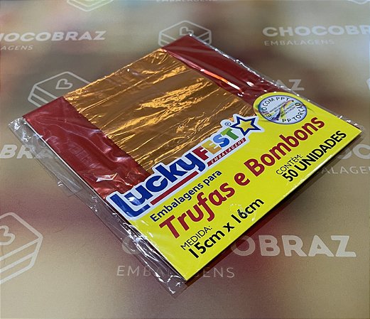 50 Embalagem Para Trufa Laranja 15X16 Cm Luckyfest