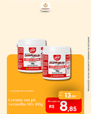 Corante Em Pó Mix Vermelho BORGONHA 100 Gramas (Mix)