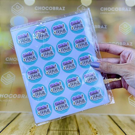60 ETIQUETAS ADESIVOS CUIDADO É FRÁGIL 3x3cm ( ADESIVA )
