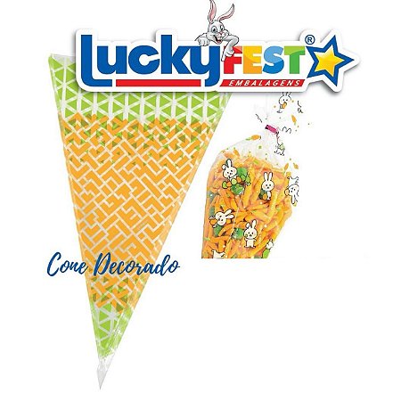 CONE INCOLOR DECORADO GRANDE CENOURA - 18X30 (PCT C/20 UND)