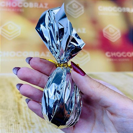 100 FOLHA METALIZADA  PARA MINI OVO DE PÁSCOA 20 A 50G PRATA