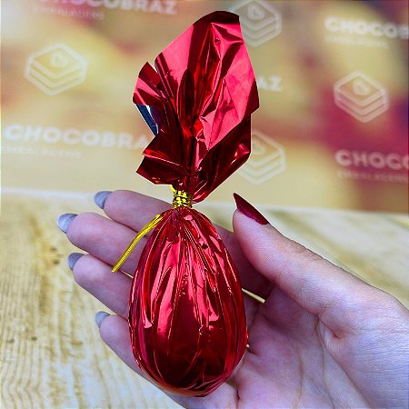 100 FOLHA METALIZADA  PARA MINI OVO DE PÁSCOA 20 A 50G VERMELHO