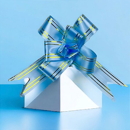 100 LAÇOS FACIL P/ PRESENTE AZUL CLARO 47 CM 30MM  (Ex)