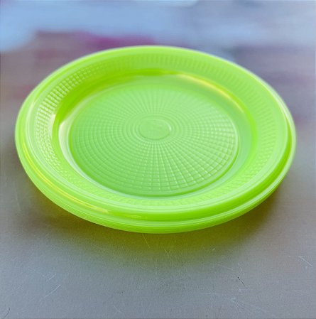 10 Pratinhos Para Bolo  15 Cm - Redondo Biodegradável - Verde  Neon  (Triktrik)