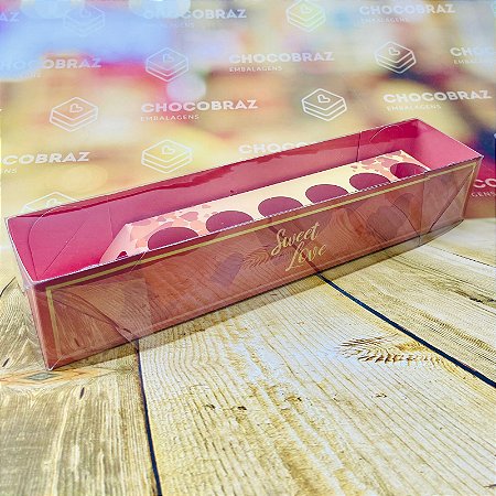 10 CAIXA TAMPA TRANSPARENTE FLOR + DOCES SWEET LOVE 6x32x7 cm 4900