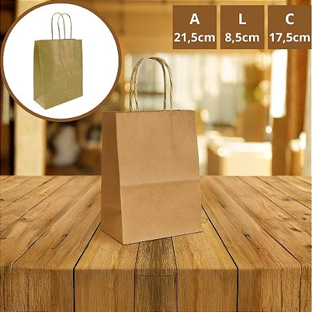 10 SACOLA KRAFT 17,5 X 8,5 X 21,5 - (LC) REF:0022