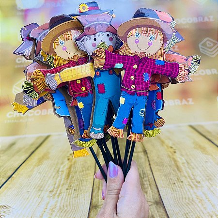 10 Palito Tag Decorativo Espantalho Festa Junina  61.6  ( Nc Toys Palito  ) FESTA JUNINA 2025