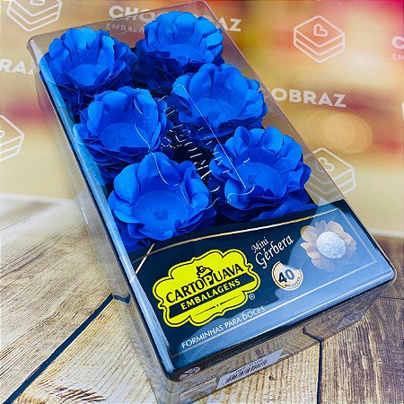 40 Forminhas AZUL ROYAL Mini Gérbera P/ Doces Finos de Festas e Casamentos (Cartopuava)