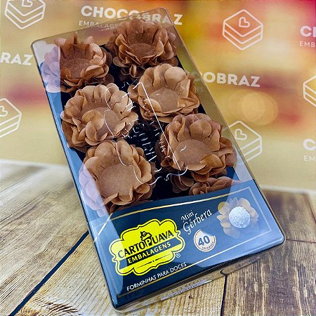 40 Forminhas CARAMELO Mini Gérbera P/ Doces Finos de Festas e Casamentos (Cartopuava)