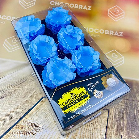 40 Forminhas AZUL BEBÊ Mini Gérbera P/ Doces Finos de Festas e Casamentos (Cartopuava)