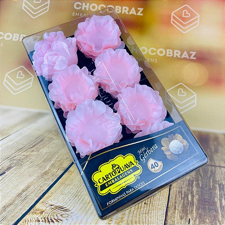 40 Forminhas ROSA BEBÊ Mini Gérbera P/ Doces Finos de Festas e Casamentos (Cartopuava)