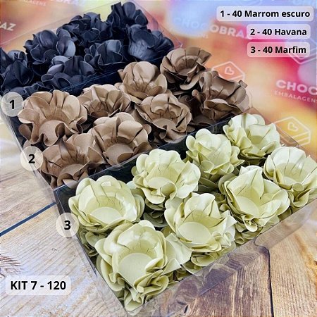 KIT 120 Forminhas Para Doces Finos MARFIM + HAVANA + MARROM