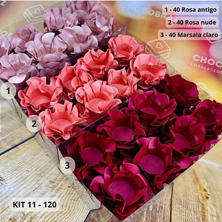 KIT 120 Forminhas Para Doces Finos MARSALA CLARO+NUDE+ R.ANTIGO