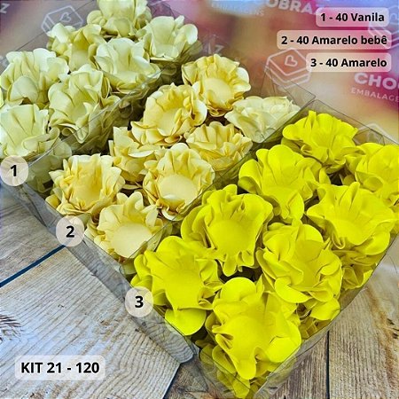 KIT 120 Forminhas Para Doces Finos VANILA + AMARELO BB +AMARELO