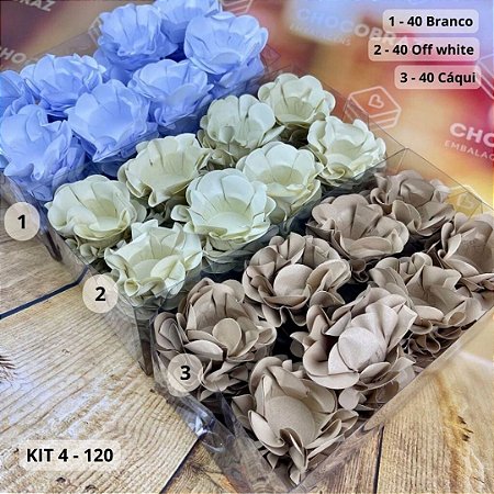 KIT 120 Forminhas Para Doces Finos BRANCO + OFF WHITE + CAQUI